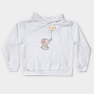 Elephant & Balloon with Heart Kids Hoodie